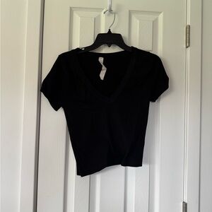Classic Black V-Neck Women's Top